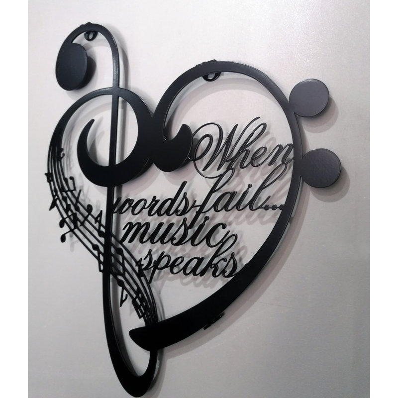 Trinx Notes and Heart Metal Wall Art & Decor, When words fail